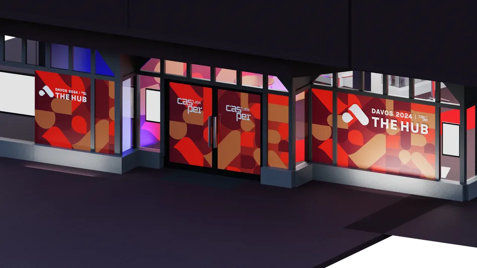 Night render of The Hub, Casper Labs' branded venue at Davos 2024