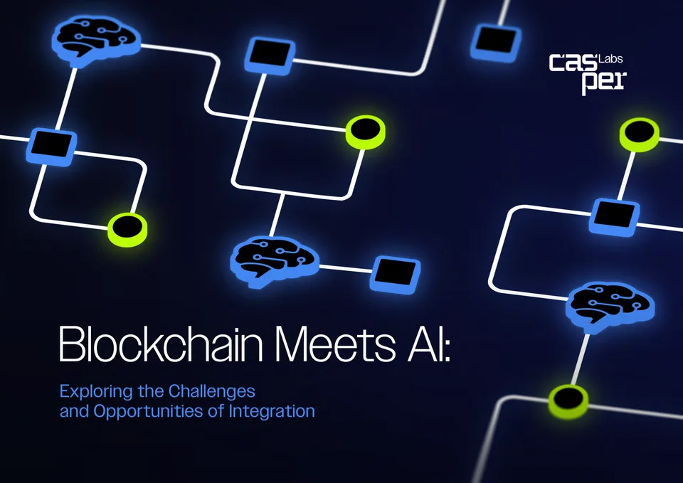 Blockchain Meets AI report cover with glowing circuit-and-brain diagram